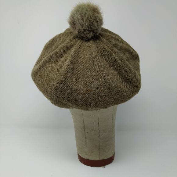 C.C. Exclusives Wool Blend Pom Pom Hat Brown Quilted Liner Logo - Picture 7 of 10